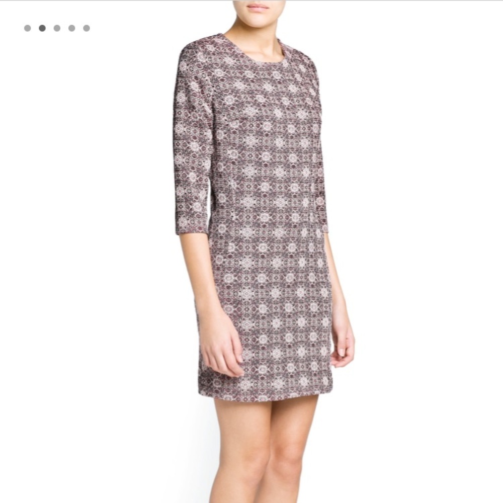 Mango MNG jacquard dress with padded shoulders